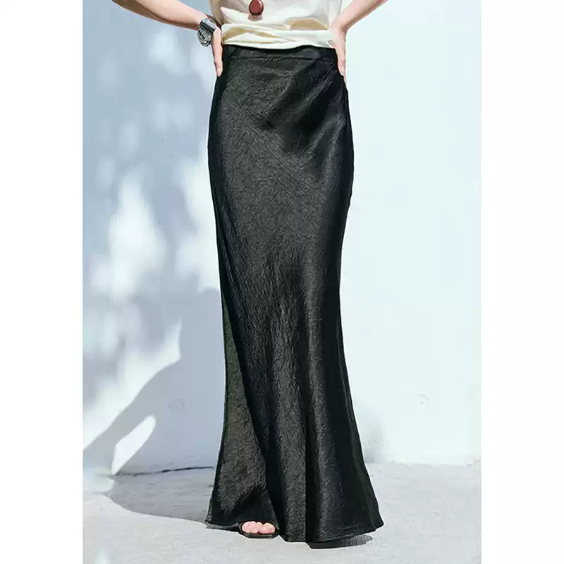 High Waist Split Mermaid Acetate Skirt