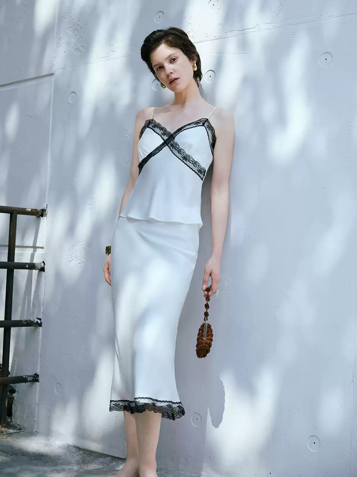 V-Neck Lace Embroidery Acetate Midi Dress