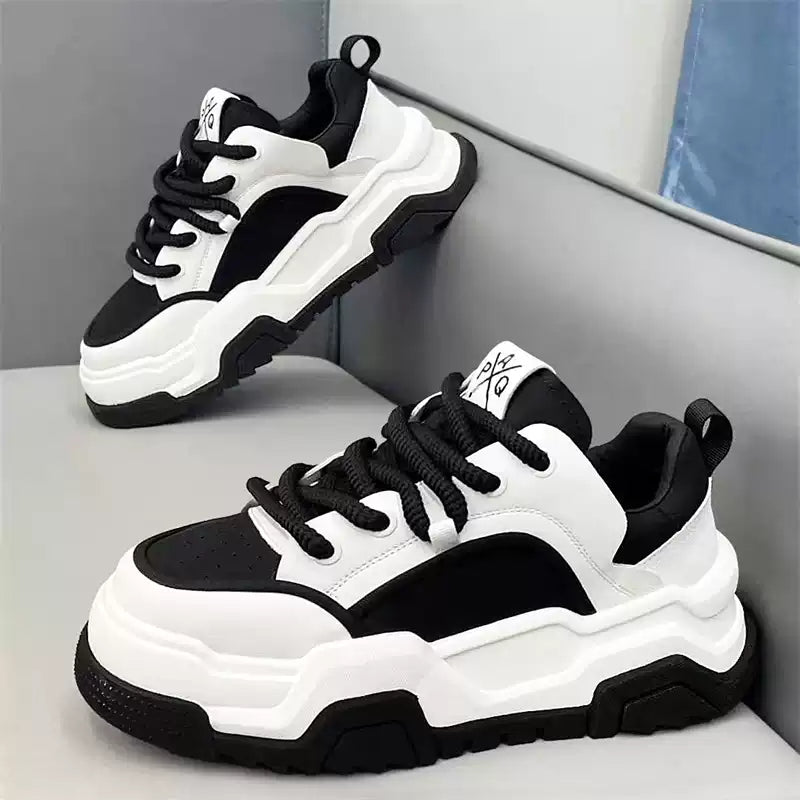 Men's Low Top Lace-Up Platform Casual Sneakers