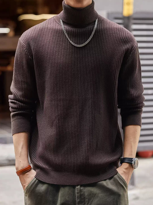 Men's Loose Turtleneck Warm Long Sleeve Knit Sweater