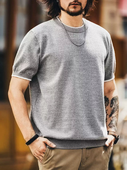Men's Loose Color Block Crew Neck Short Sleeve T-Shirt