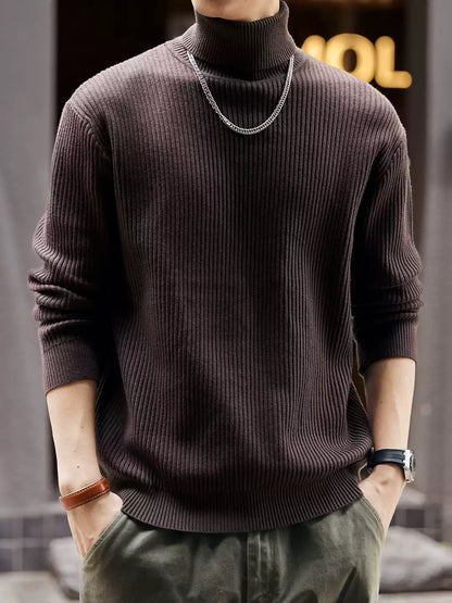 Men's Loose Turtleneck Warm Long Sleeve Knit Sweater