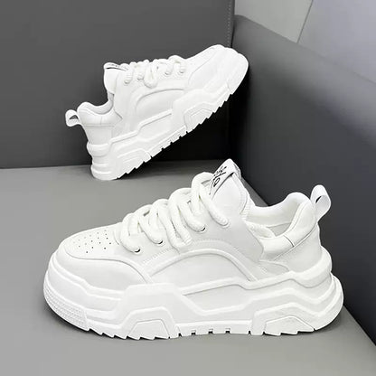 Men's Low Top Lace-Up Platform Casual Sneakers