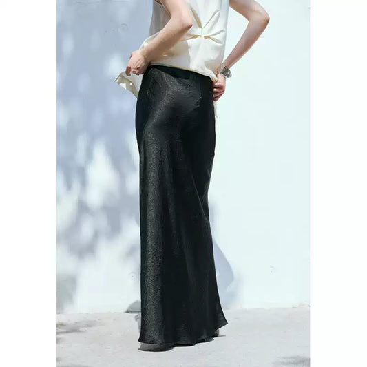 High Waist Split Mermaid Acetate Skirt