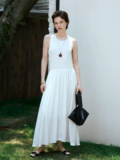 Tencel Silk Waist Cinched Midi Dress