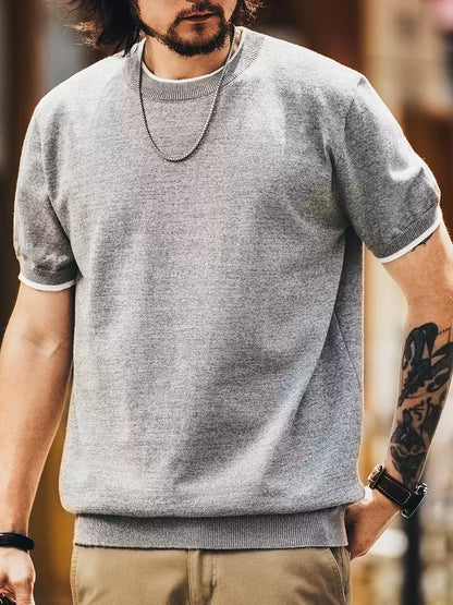 Men's Loose Color Block Crew Neck Short Sleeve T-Shirt