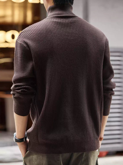 Men's Loose Turtleneck Warm Long Sleeve Knit Sweater