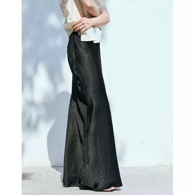High Waist Split Mermaid Acetate Skirt