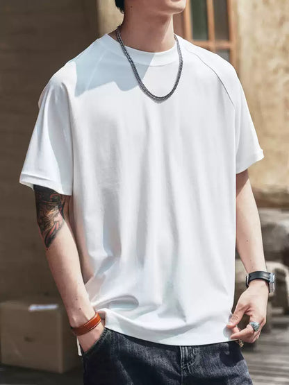 Men's Loose Crew Neck 100% Cotton Short Sleeve T-Shirt