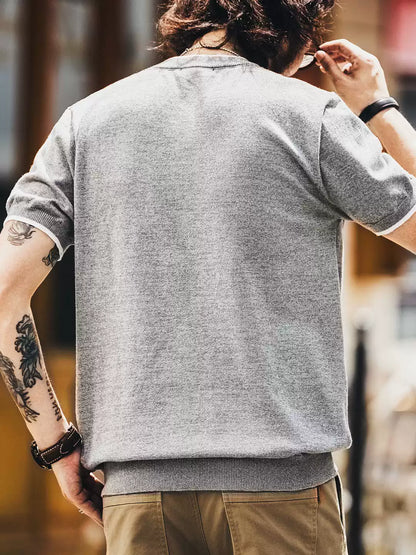 Men's Loose Color Block Crew Neck Short Sleeve T-Shirt