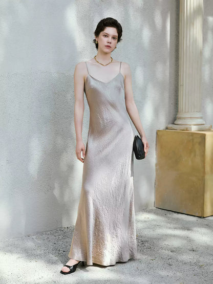 Triacetate V-Neck A-Line Midi Dress