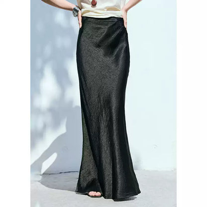 High Waist Split Mermaid Acetate Skirt