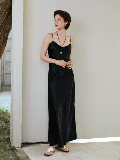 Triacetate V-Neck A-Line Midi Dress