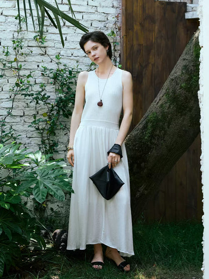 Tencel Silk Waist Cinched Midi Dress