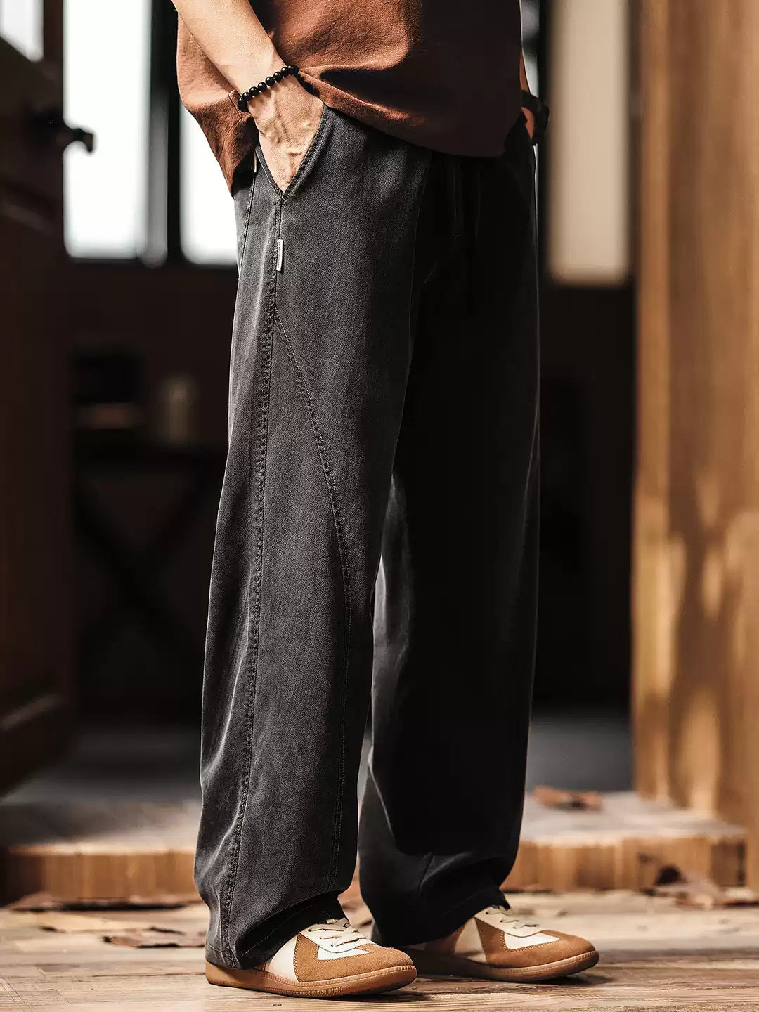 Men's Loose Straight Leg Stretch Lyocell Casual Pants